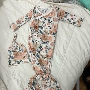 Copper and pearl newborn tie gown